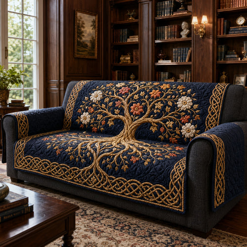 Midnight Floral Canopy Quilted Sofa Cover NCU0VL3849