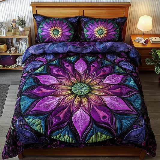 Midnight Floral Dream 3-Piece Quilted Bedding Set NCU0DK2633