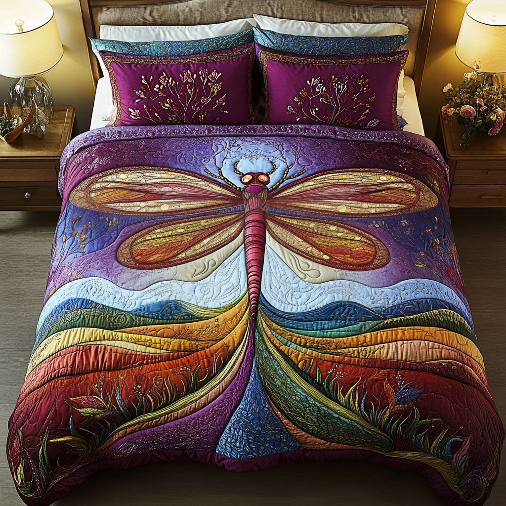 Midnight Flutter 3-Piece Quilted Bedding Set NCU0PT4238