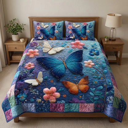 Midnight Flutter 3-Piece Quilted Bedding Set NCU0VL3327