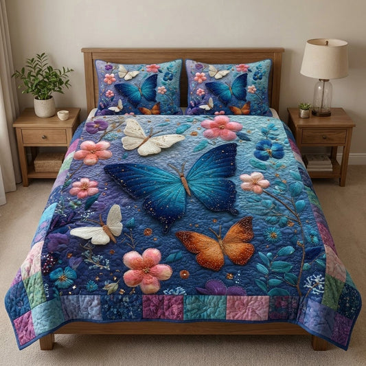 Midnight Flutter 3-Piece Quilted Bedding Set NCU0VL3327