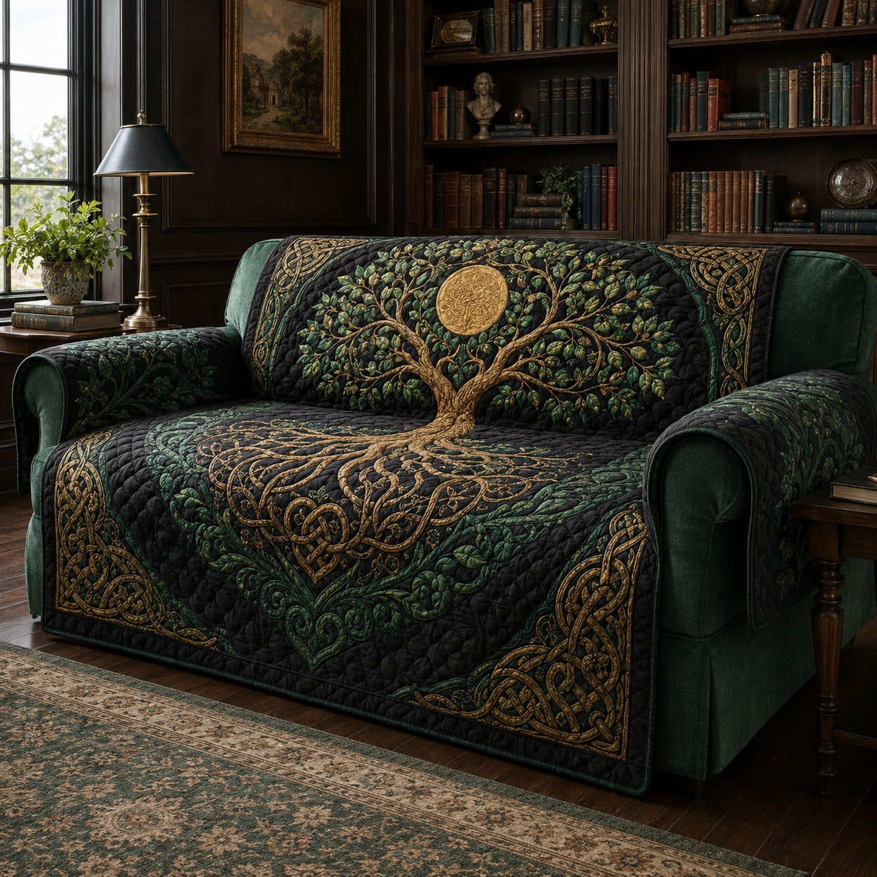 Midnight Forest Aura Quilted Sofa Cover NCU0VL3857