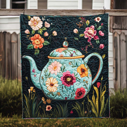 Midnight Garden Teapot Art Quilt Hanging NCU0NT836