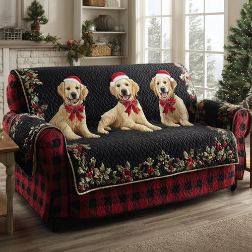Midnight Golden Retriever Quilted Sofa Cover NCU0HH979