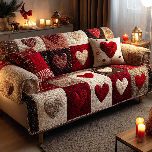 Midnight Heart Christmas Quilted Sofa Cover NCU0TD1877