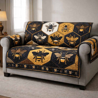 Midnight Hive Quilted Sofa Cover NCU0XD2480