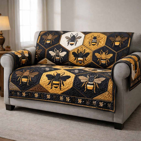 Midnight Hive Quilted Sofa Cover NCU0XD2480