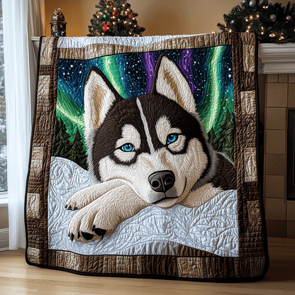 Midnight Husky Haven Quilted Blanket NCU0TH2346