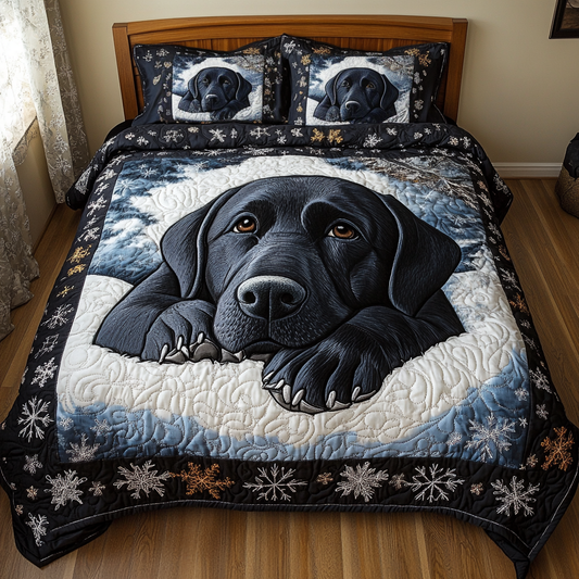 Midnight Labrador 3-Piece Quilted Bedding Set NCU0DK9933