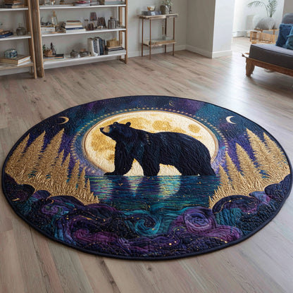 Midnight Lake Bear Quilted Round Mat NCU0HH077