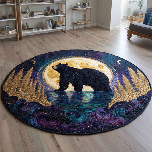 Midnight Lake Bear Quilted Round Mat NCU0HH077