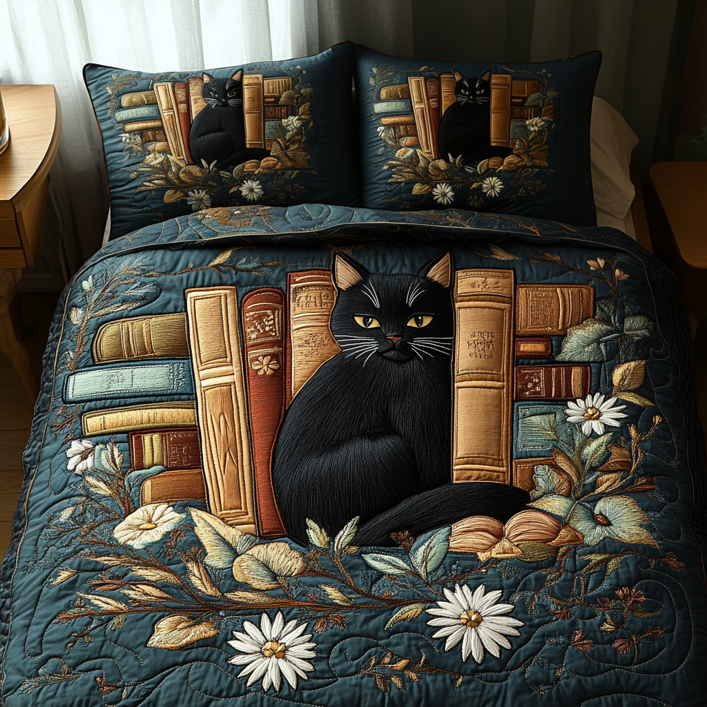 Midnight Library 3-Piece Quilted Bedding Set NCU0DV5777