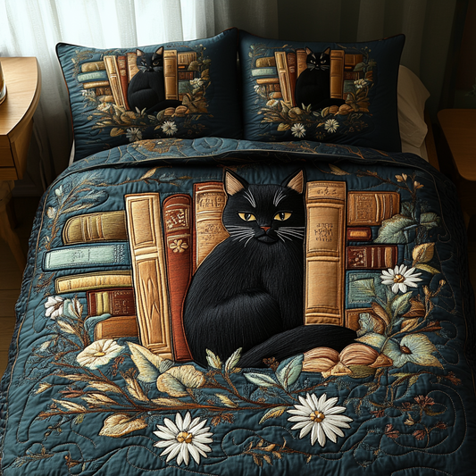 Midnight Library 3-Piece Quilted Bedding Set NCU0DV5777