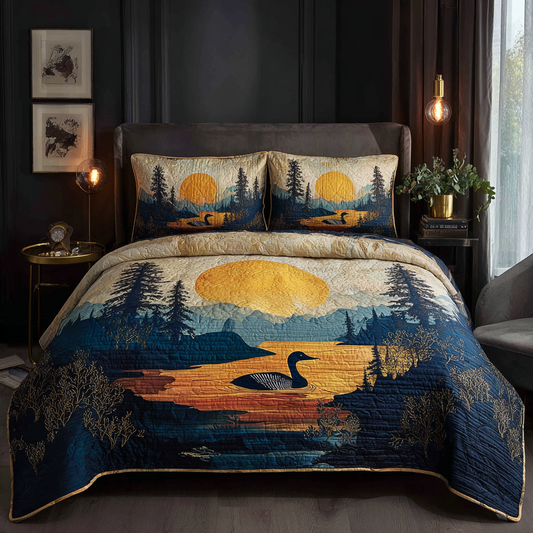 Midnight Loon 3-Piece Quilted Bedding Set NCU0DK8423