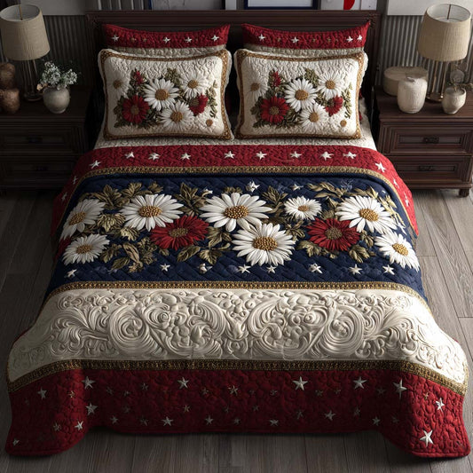 Midnight Meadow 3-Piece Quilted Bedding Set NCU0HH1880