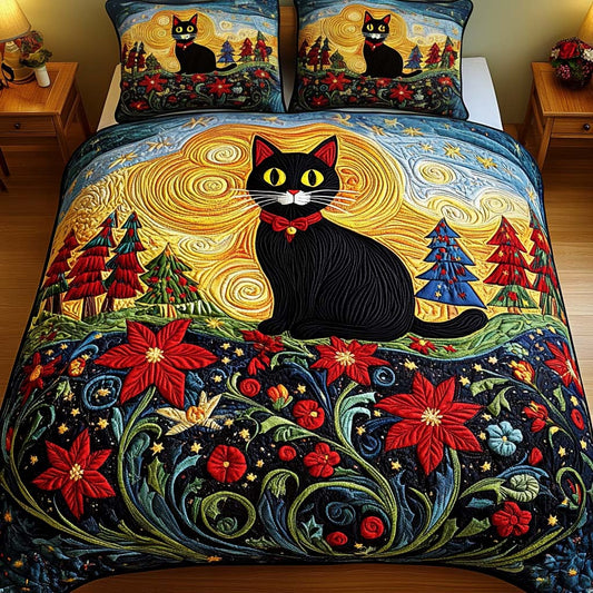 Midnight Meadow 3-Piece Quilted Bedding Set NCU0NT2439