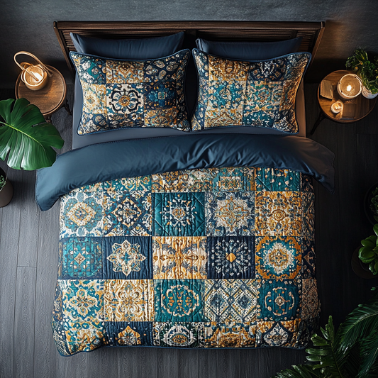 Midnight Mosaic 3-Piece Quilted Bedding Set NCU0VL991