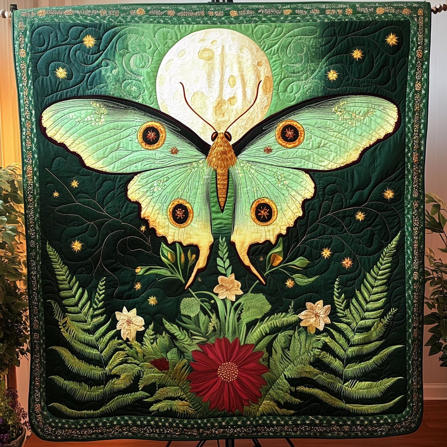 Midnight Moth Quilted Blanket NCU0PT6780