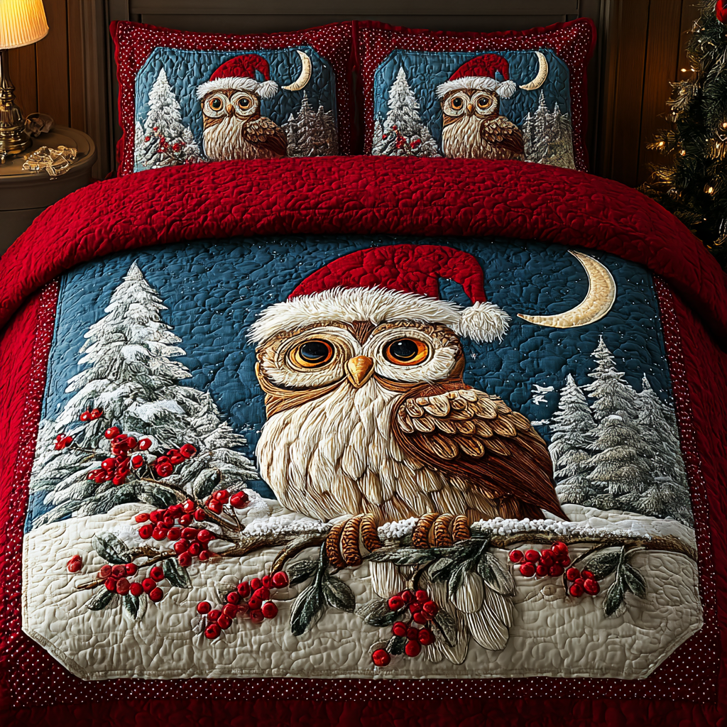 Midnight Owl 3-Piece Quilted Bedding Set NCU0DK11163