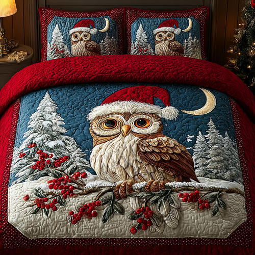 Midnight Owl 3-Piece Quilted Bedding Set NCU0DK11163