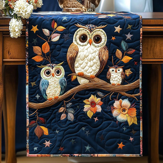 Midnight Owl Gathering Quilted Table Runner NCU0NT4149
