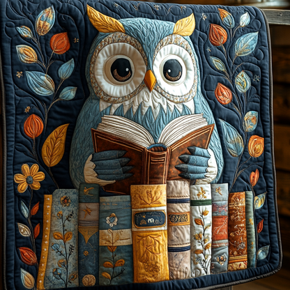 Midnight Owl Reading Quilted Blanket NCU0DV1174