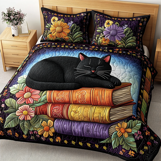 Midnight Paws 3-Piece Quilted Bedding Set NCU0VL2201