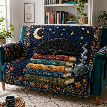 Midnight Paws And Pages Quilted Sofa Cover NCU0VL3903