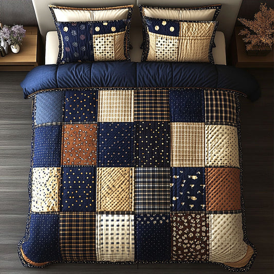 Midnight Plaid 3-Piece Quilted Bedding Set NCU0NT4056