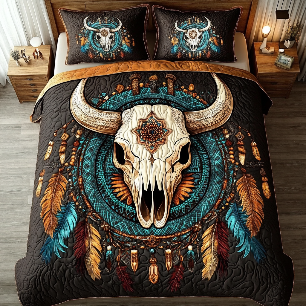 Midnight Prairie 3-Piece Quilted Bedding Set NCU0VL1167