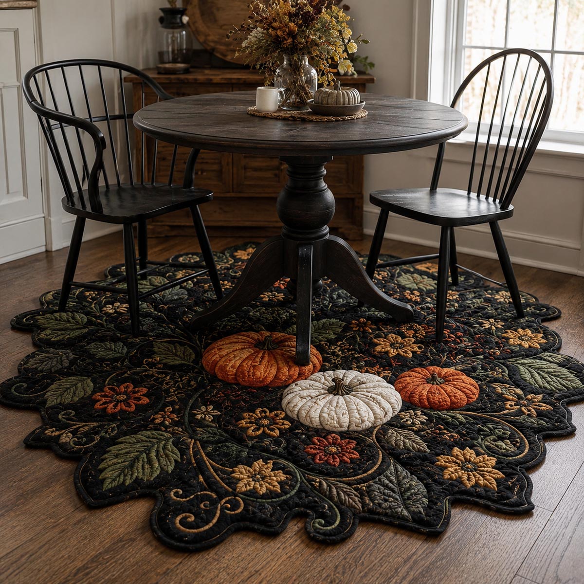 Midnight Pumpkin Garden Custom Shape Area Rug NCU0DV10004