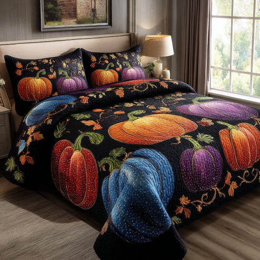 Midnight Pumpkins 3-Piece Quilted Bedding Set NCU0VL3707