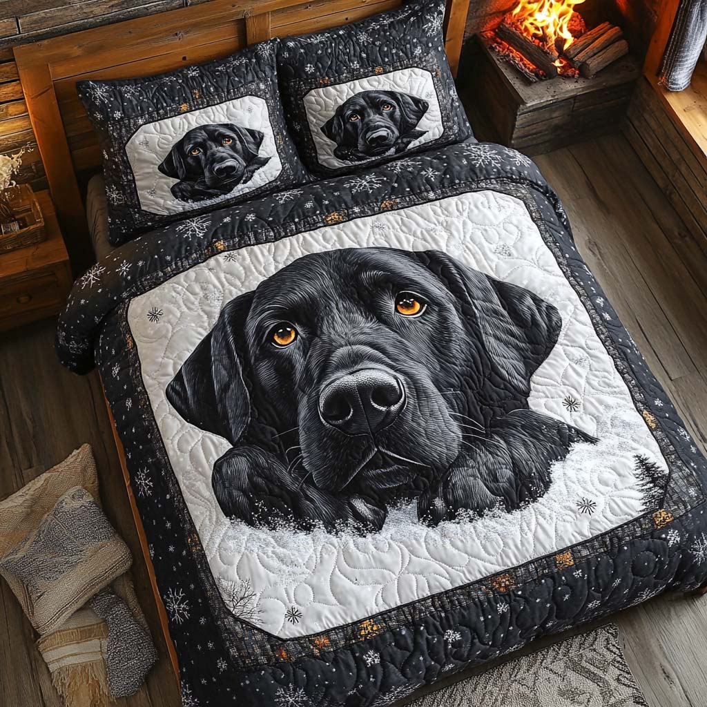 Midnight Pup 3-Piece Quilted Bedding Set NCU0XD1552