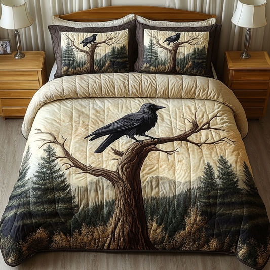 Midnight Raven 3-Piece Quilted Bedding Set NCU0VH2055