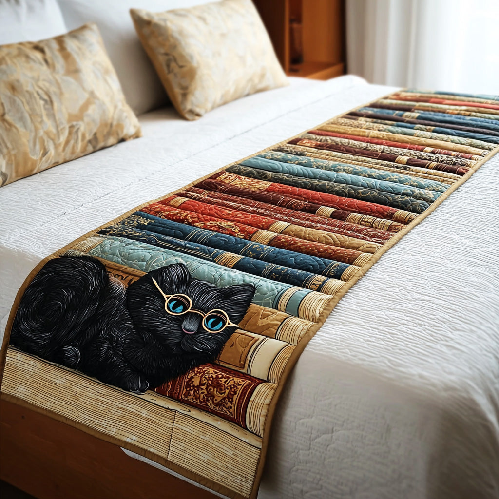 Midnight Reading Cat Quilted Bed Runner NCU0TD1588