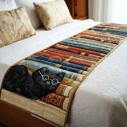 Midnight Reading Cat Quilted Bed Runner NCU0TD1588