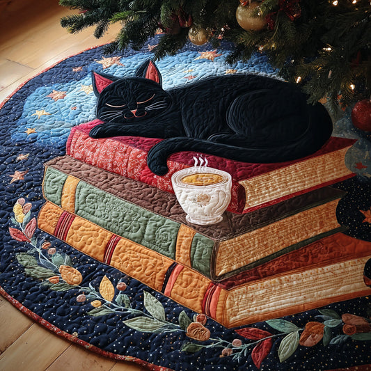 Midnight Reading Christmas Quilted Tree Skirt NCU0VL2978
