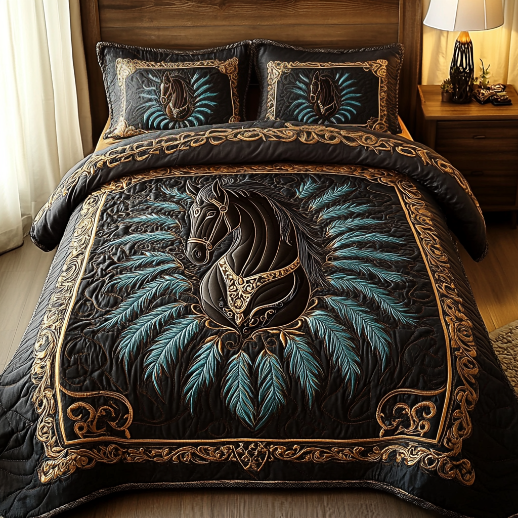 Knight Rider Bed Midnight Rider 3-Piece Quilted Bedding Set NCU0VH1933 – Vantique