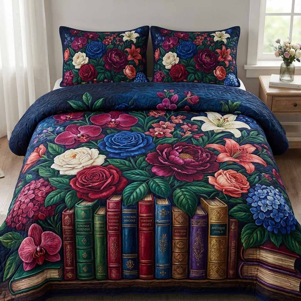 Midnight Romance 3-Piece Quilted Bedding Set NCU0XD2621