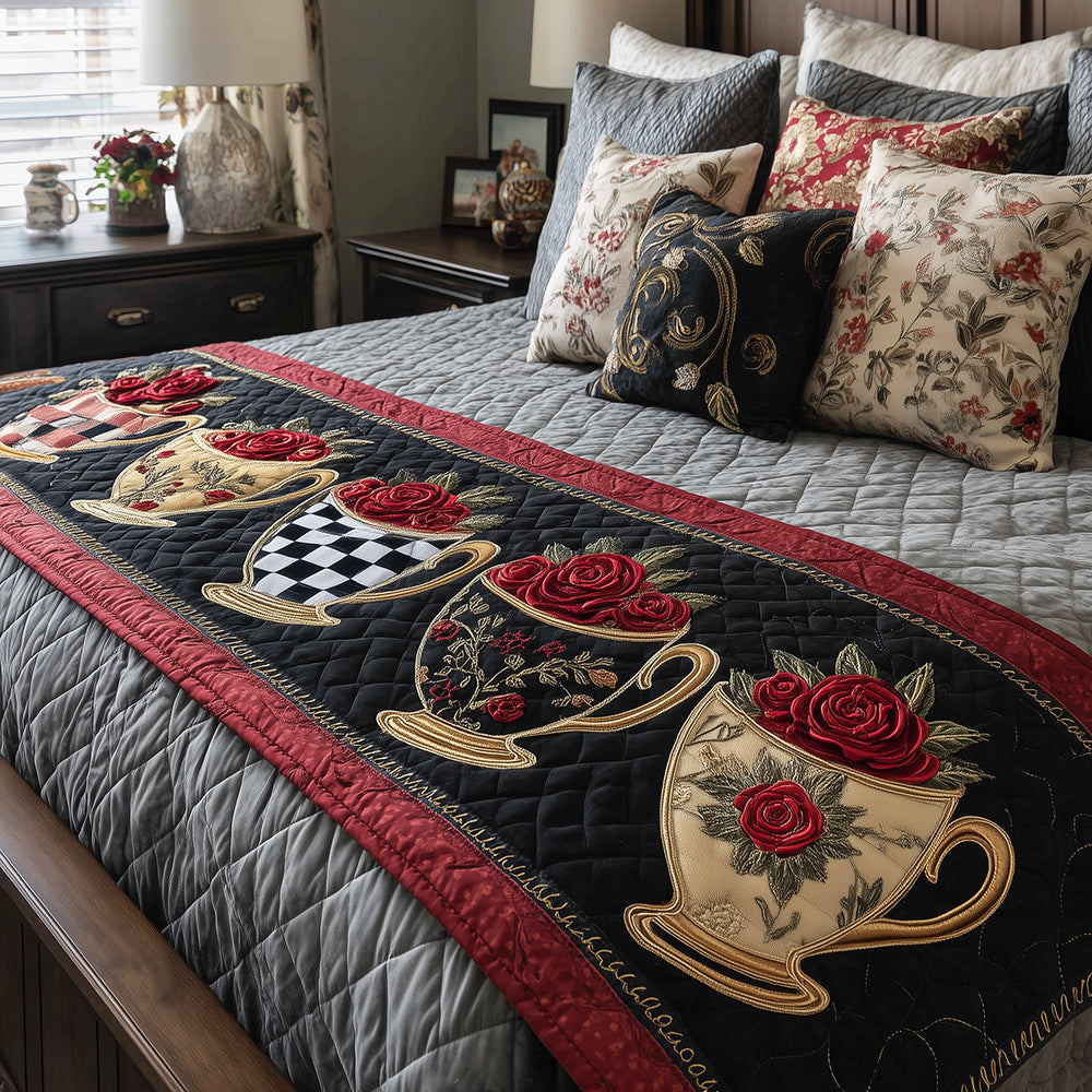 Midnight Rose Sip Quilted Bed Runner NCU0TH3729