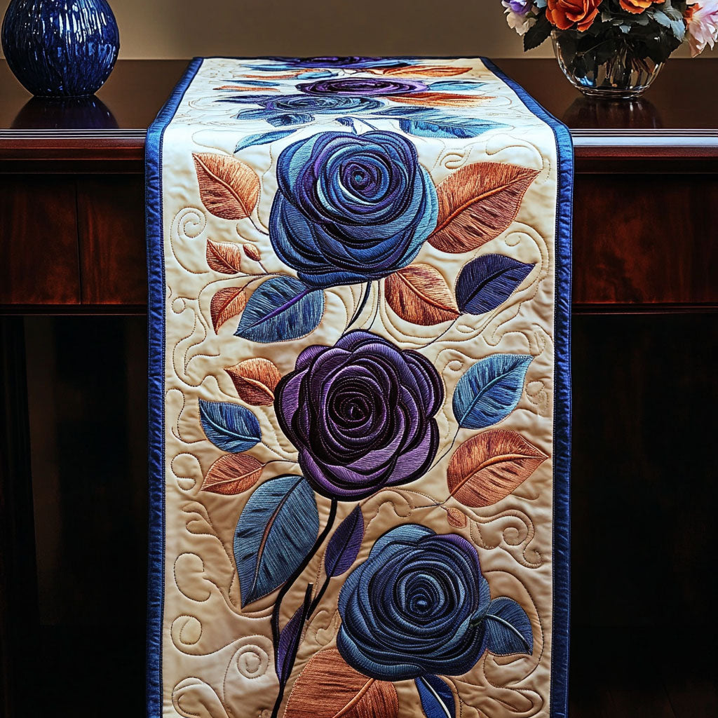 Midnight Roses Quilted Table Runner NCU0NT4633