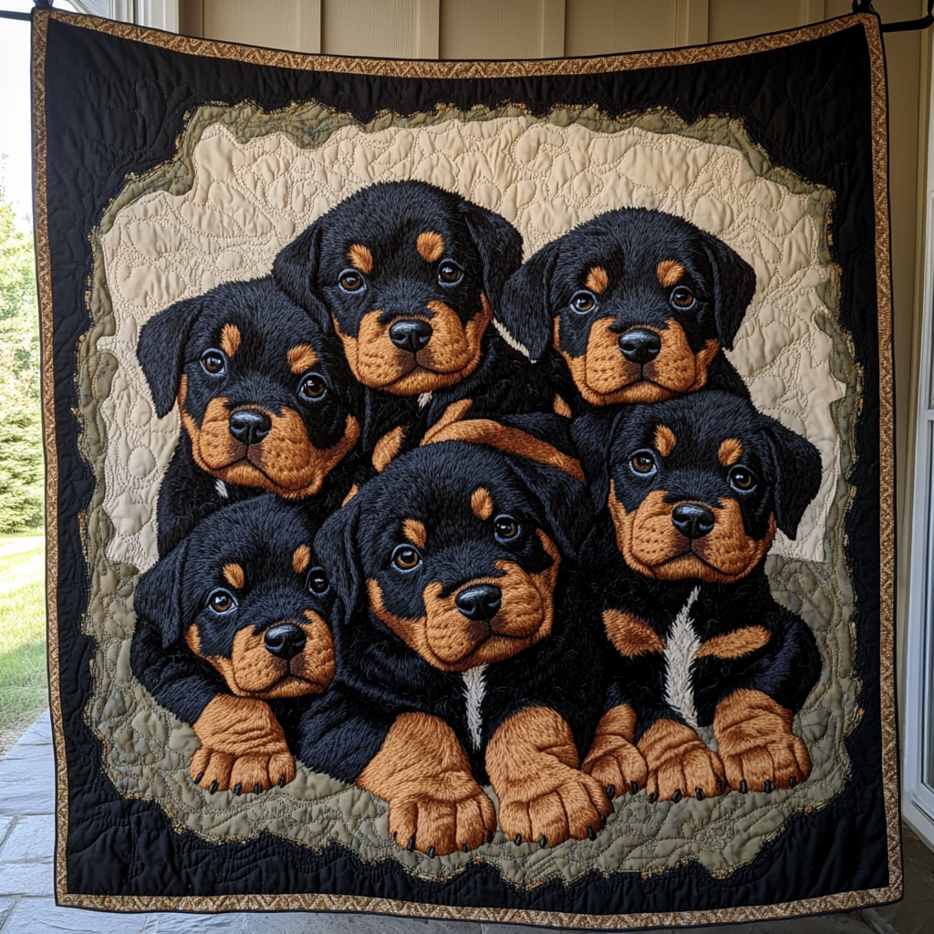 Midnight Rottweiler Quilted Blanket NCU0DK1087 – Vantique