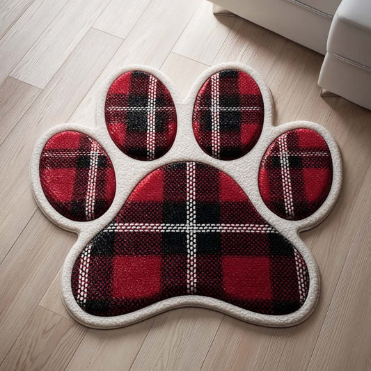 Midnight Scarlet Paw Custom Shape Area Rug NCU0HH1960