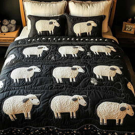 Midnight Sheep 3-Piece Quilted Bedding Set NCU0NT4319