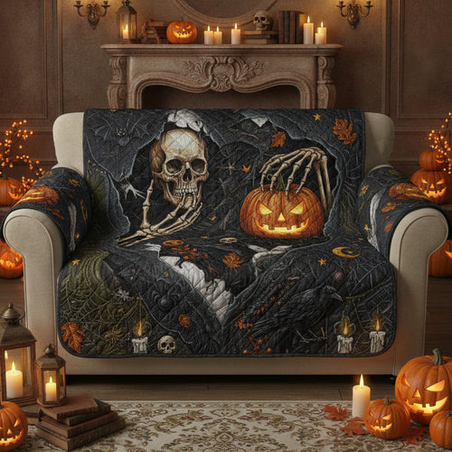 Midnight Skeleton Quilted Sofa Cover NCU0PT11820