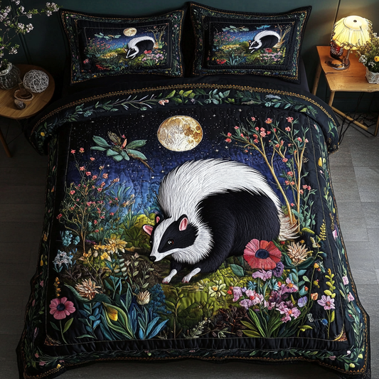 Midnight Skunk 3-Piece Quilted Bedding Set NCU0DK4338