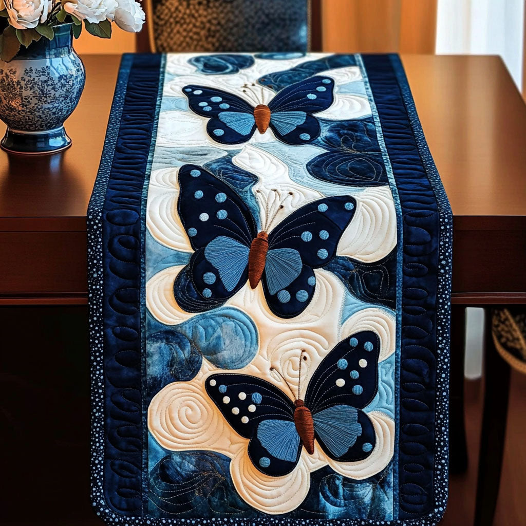 Midnight Sky Butterflies Quilted Table Runner NCU0NT4137