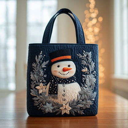 Midnight Snowman Bloom Quilted Tote Bag NCU0HH309