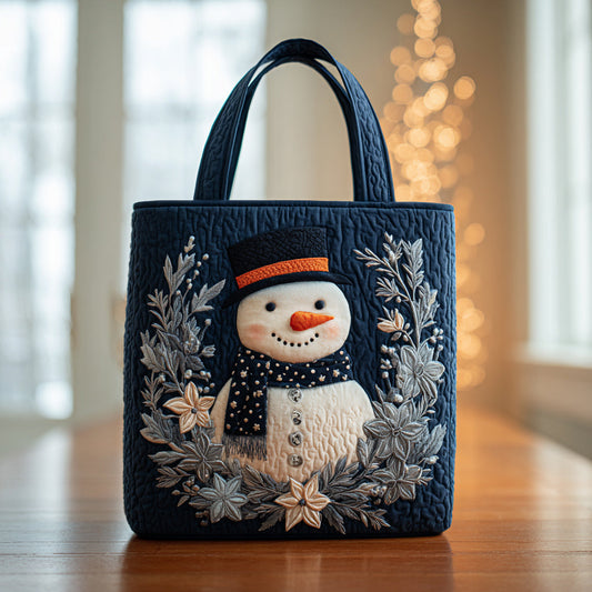 Midnight Snowman Bloom Quilted Tote Bag NCU0HH309