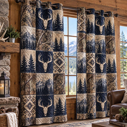 Midnight Stag Forest Quilted Curtains NCU0DV10397